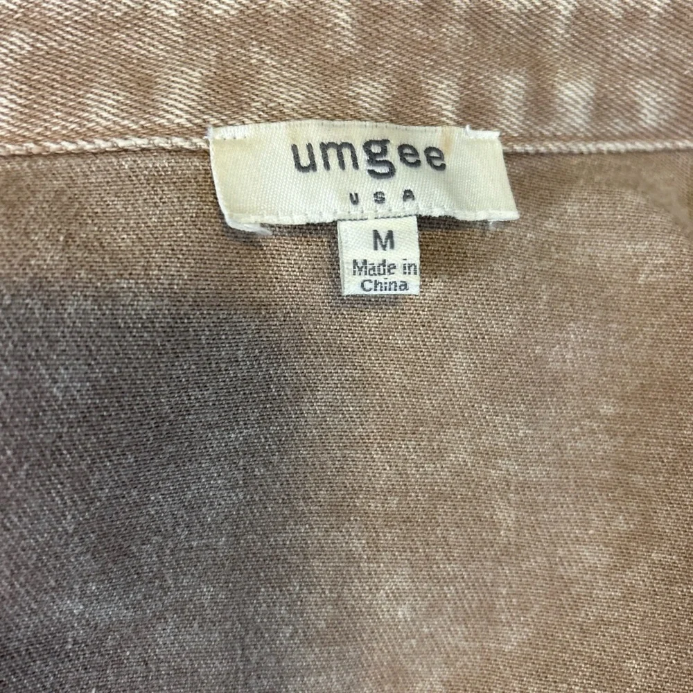 Umgee USA Tan Frayed Hem Shacket Button Front Boho Lagenlook jacket M